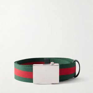 Gucci Green 3.5cm Striped Woven Belt for men