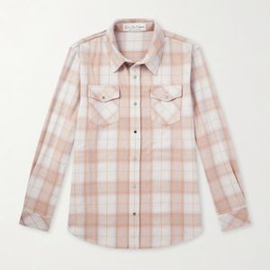 God's True Cashmere Natural Checked Cashmere Shirt for men