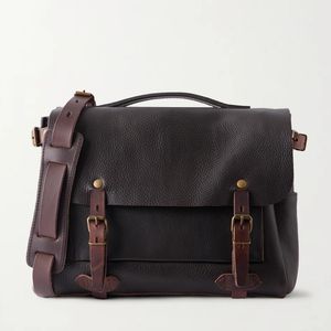 Bleu De Chauffe Black Eclair Full-Grain Leather Messenger Bag for men