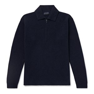 Sease Blue Virgin Wool And Cashmere-Blend Half-Zip Sweater for men