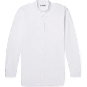Balenciaga White Oversized Button-down Collar Embroidered Cotton-poplin Shirt for men