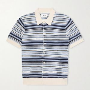 NN07 Blue Nolan Striped Organic Cotton Polo Shirt for men