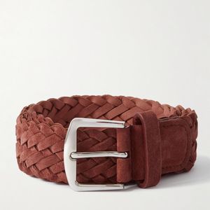 Loro Piana Brown 4Cm Woven Suede Belt for men