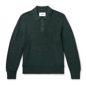 Corridor NYC Green Ribbed Organic Mercerised Cotton Polo Shirt for men