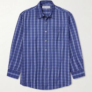 Our Legacy Blue Borrowed Oversized Checked Cotton-flannel Shirt for men