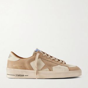 Golden Goose Deluxe Brand Natural Stardan Distressed Colour-Block Full-Grain Nubuck And Leather Sneakers for men
