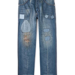 GALLERY DEPT. Blue Bare Knuckle Straight-Leg Distressed Patchwork Jeans for men