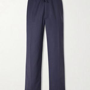 Officine Generale Blue Nilson Wide-Leg Virgin Wool Drawstring Suit Trousers for men