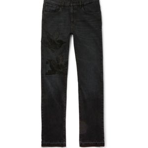 Gucci Black Slim-fit Embroidered Denim Jeans for men
