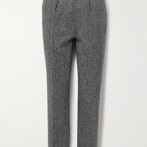 Drake's Grey Games Slim-fit Pleated Herringbone Wool-tweed Trousers for men
