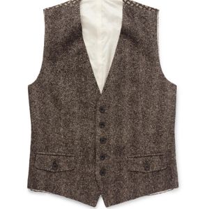 Rubinacci Brown Herringbone Cashmere, Silk And Linen-blend Waistcoat for men