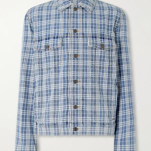 Burberry Blue Checked Denim Jacket for men