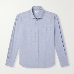 Hartford Blue Paul Cotton-Flannel Shirt for men