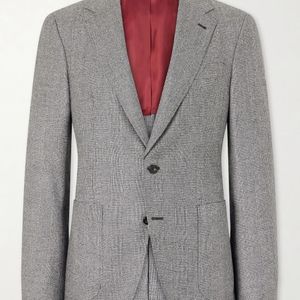 Canali Grey Prince Of Wales Wool Blazer for men
