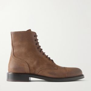 Brunello Cucinelli Brown Suede Derby Boots for men