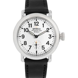 Shinola Black The Runwell 36mm Stainless Steel And Leather Watch for men