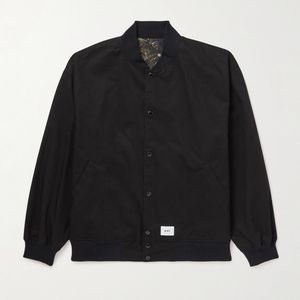 (w)taps Black Reversible Logo-Embroidered Twill Bomber Jacket for men