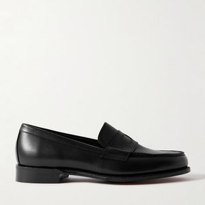 Drake's Black Charles Leather Penny Loafers for men