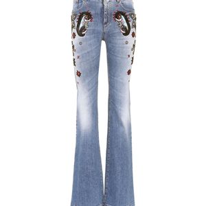 Roberto Cavalli Blau High-Waist Jeans mit Verzierungen