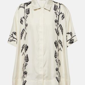 Asceno Natural Montauk Silk Twill Bowling Shirt