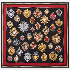 Dolce & Gabbana Black Printed Silk Twill Scarf