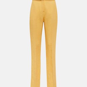 Jacquemus Yellow Le Pantalon Tibau Linen-Blend Pants