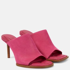Jacquemus Pink Les Mules Rond Carre Asymmetrical Suede Mules