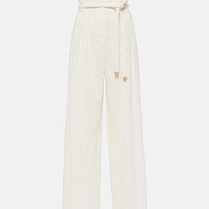 Loro Piana White Tristin Checked Cotton-Blend Wide-Leg Pants