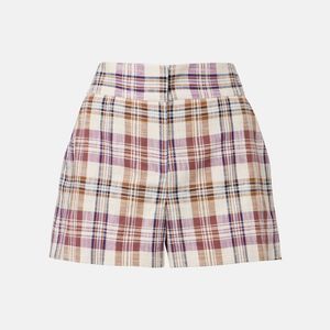 Veronica Beard Red Allen Cotton-Blend Plaid Shorts