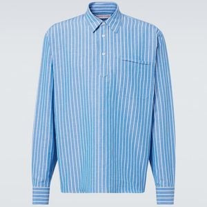 Orlebar Brown Blue Striped Linen And Cotton Shirt for men
