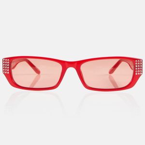 Magda Butrym Pink X Linda Farrow Embellished Rectangular Sunglasses