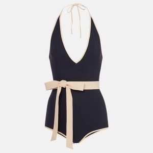 Valentino Blue Escape Belted Swimsuit