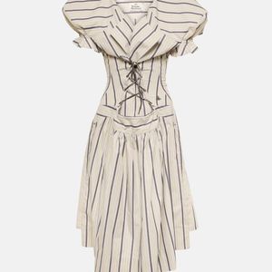 Vivienne Westwood Natural Kate Striped Cotton Midi Dress
