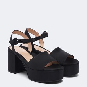 Gianvito Rossi Black Satin Platform Sandals