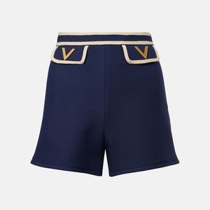 Valentino Blue Crepe Couture Vgold High-Rise Shorts