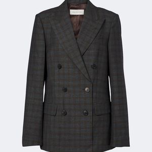 Dries Van Noten Black Checked Double-Breasted Wool Blazer