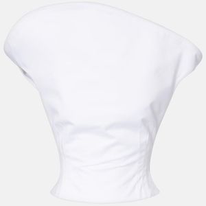 Magda Butrym White Asymmetric Cotton Bustier Top