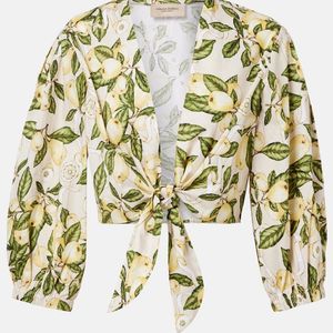 Adriana Degreas Metallic Printed Cotton-Blend Crop Top