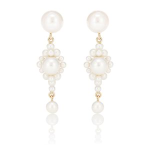 Boucles d'oreilles Venezia en or 14 ct et perles d'eau douce Sophie Bille Brahe en coloris Blanc