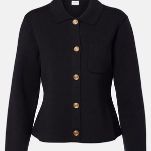 Saint Laurent Blue Waffle-Knit Wool Cardigan