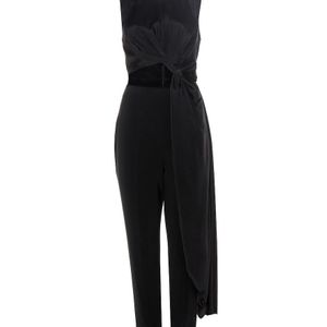 Roksanda Black Thurloe Cut-out Jersey And Crêpe Jumpsuit