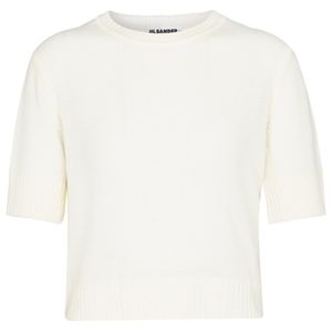 Jil Sander Weiß Cropped-Pullover aus Wolle