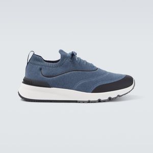 Brunello Cucinelli Blue Techno Knitted Sneakers for men