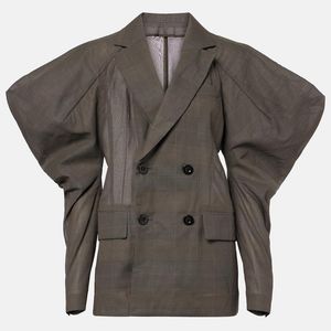 Sacai Grey Cotton Voile Blazer