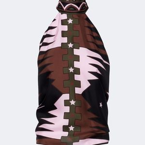 Emilio Pucci Red Valdimontone Halterneck Silk Twill Top