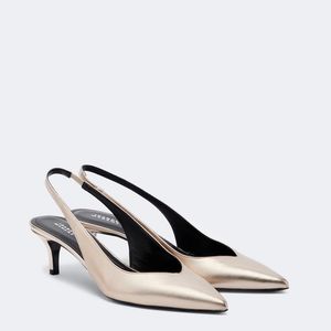 Isabel Marant Natural Padim Metallic Leather Slingback Pumps