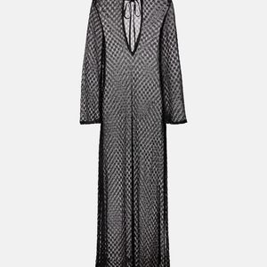 Missoni Grey Open-Knit Tie-Neck Lame Kaftan
