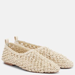 Souliers Martinez Natural Pisa Woven Leather Ballet Flats