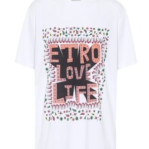 Etro Weiß Bedrucktes T-Shirt aus Baumwolle