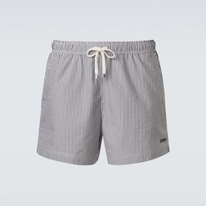 Zegna Grey Seersucker Swim Trunks for men